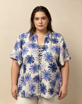 Picture of PLUS SIZE SMART TOP LACE UP IN VISCOSE